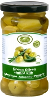 Korvel Супер Колоссал зеленые оливки, фаршированные перцем халапеньо 290 г