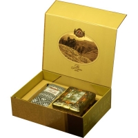 Подарочный набор Basilur Чайный подарок золотой (Ларец Янтарь + Фолк Черно-белый)
